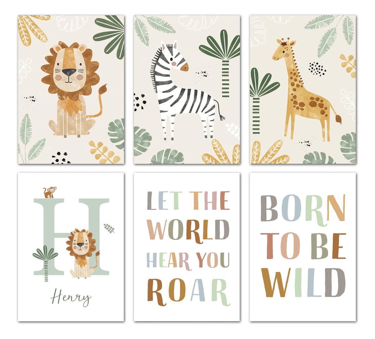 Poster Kinderzimmer Dschungel Tiere · Name Personalisiert · Kinderzimmer Bilder · Wand Deko · Kunst Druck · Deko Print · ohne Rahmen