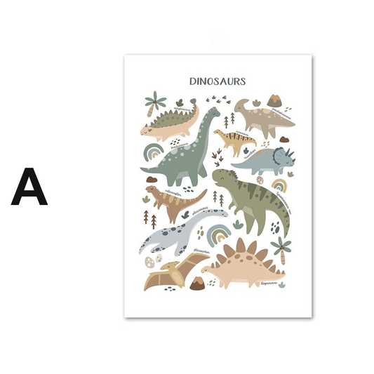 Poster Kinderzimmer Dinosaurier Alphabet ·  Kinderzimmer Bilder · Wand Deko · Kunst Druck · Deko Print · ohne Rahmen