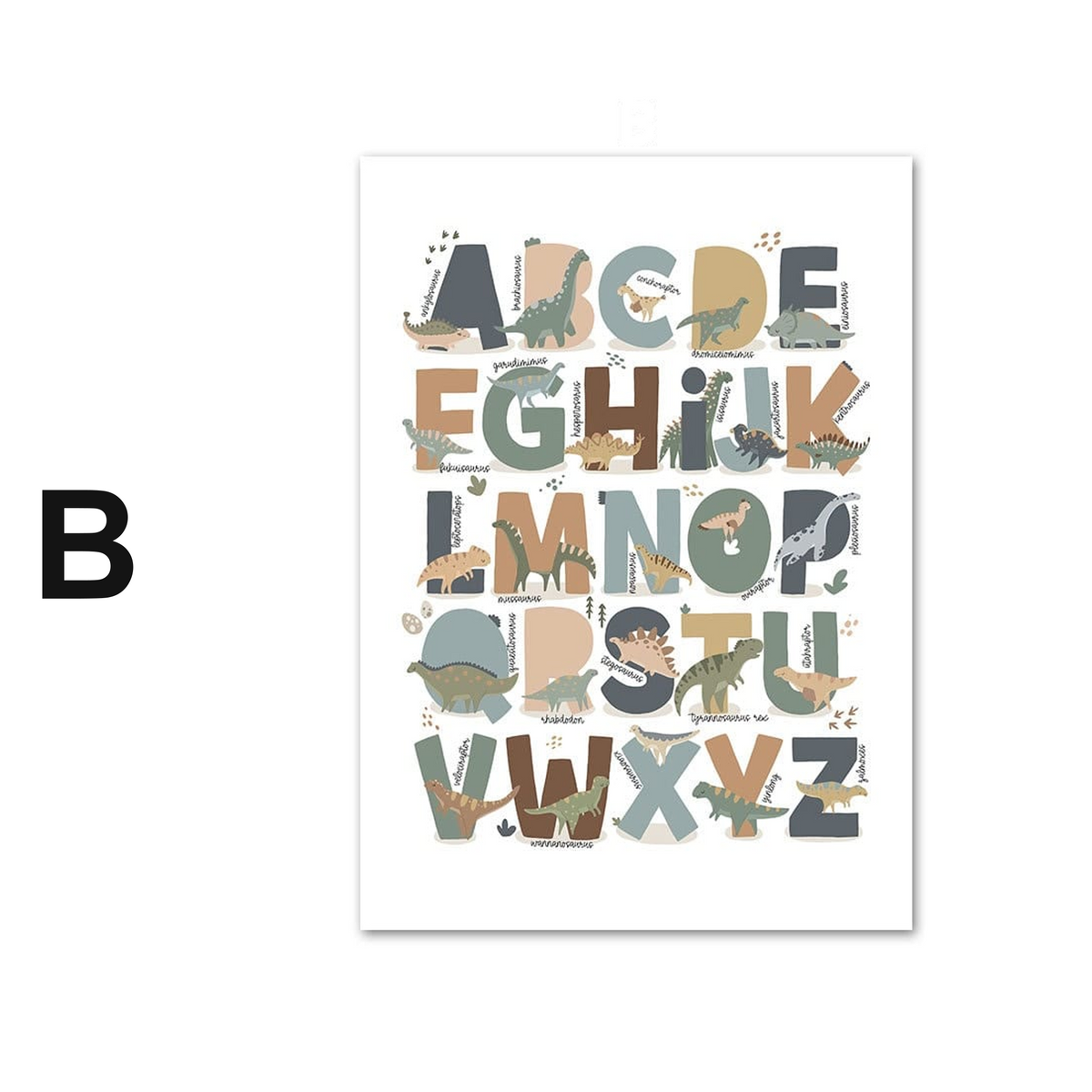Poster Kinderzimmer Dinosaurier Alphabet ·  Kinderzimmer Bilder · Wand Deko · Kunst Druck · Deko Print · ohne Rahmen