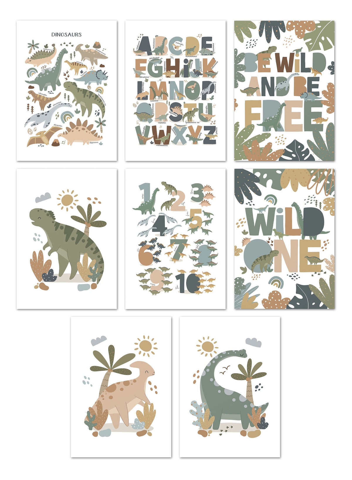 Poster Kinderzimmer Dinosaurier Alphabet ·  Kinderzimmer Bilder · Wand Deko · Kunst Druck · Deko Print · ohne Rahmen