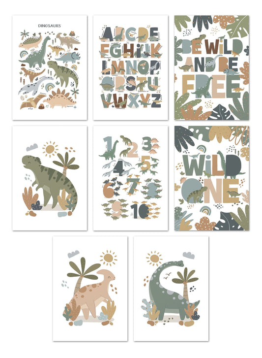Poster Kinderzimmer Dinosaurier Alphabet ·  Kinderzimmer Bilder · Wand Deko · Kunst Druck · Deko Print · ohne Rahmen