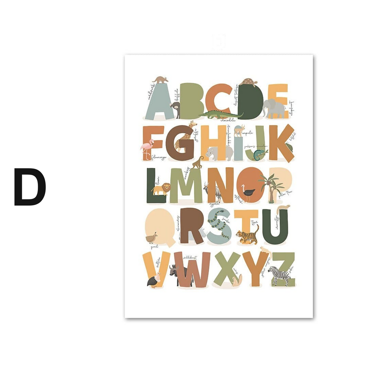 Poster Kinderzimmer Tier Dschungel Alphabet · Name Personalisiert · Kinderzimmer Bilder · Wand Deko · Kunst Druck · Deko Print · ohne Rahmen