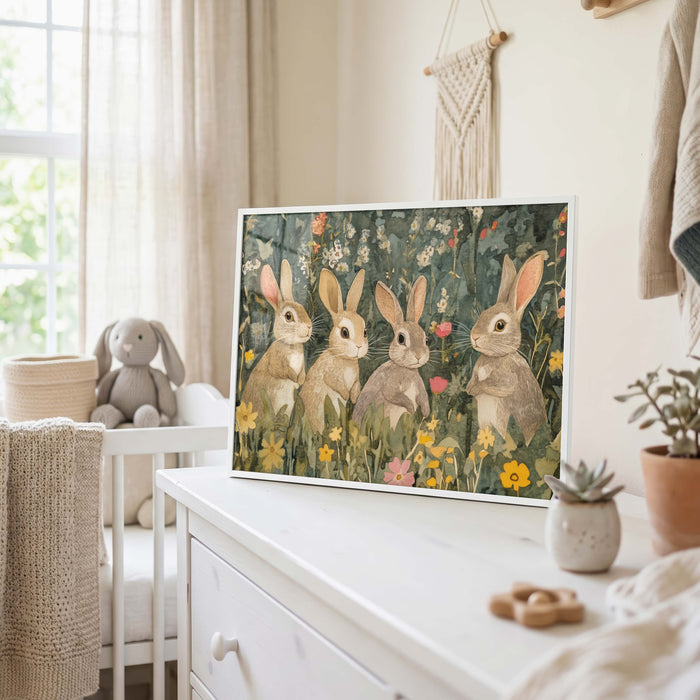 Bauernhof Tiere Poster – Hase, Schaf und Gans Deko