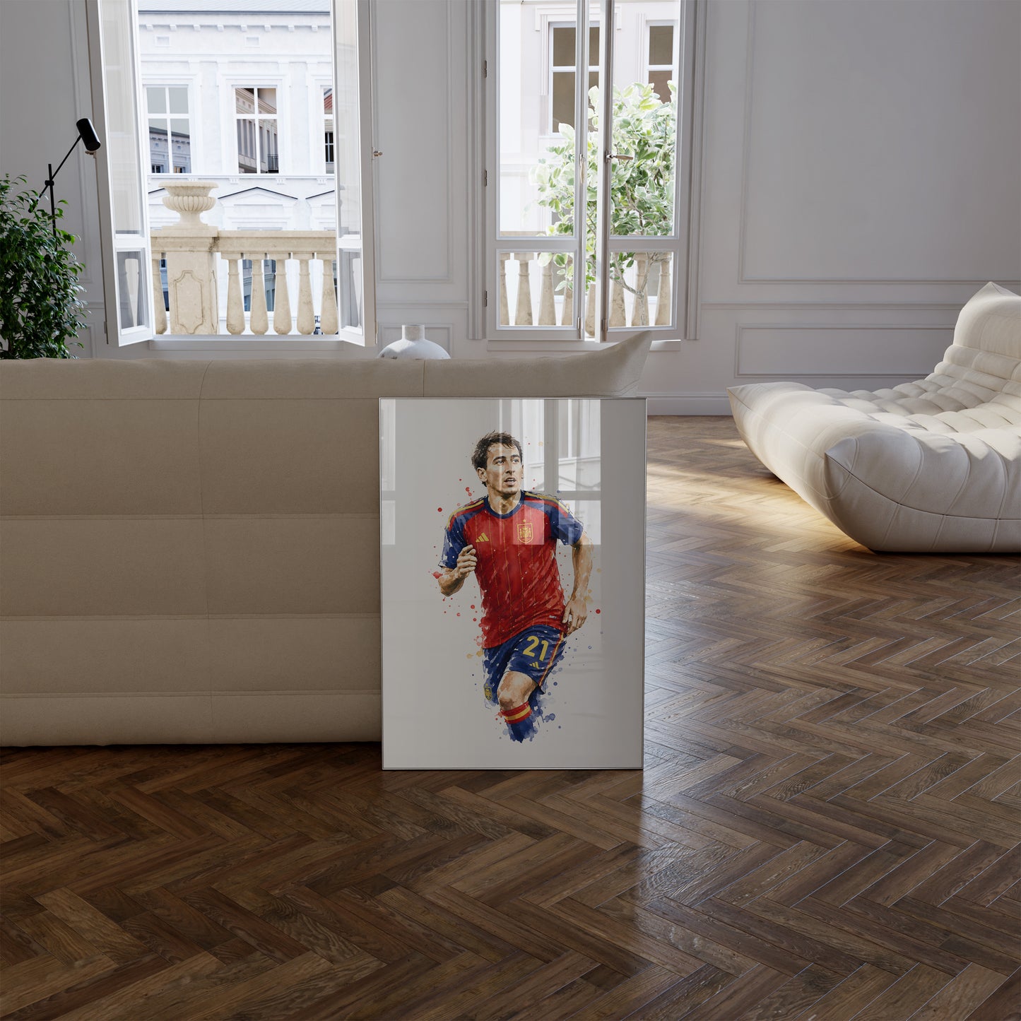 Fußball Poster Spanien Spieler · Geschenkidee · Aquarell Sport Wandbild · Deko Print ohne Rahmen
