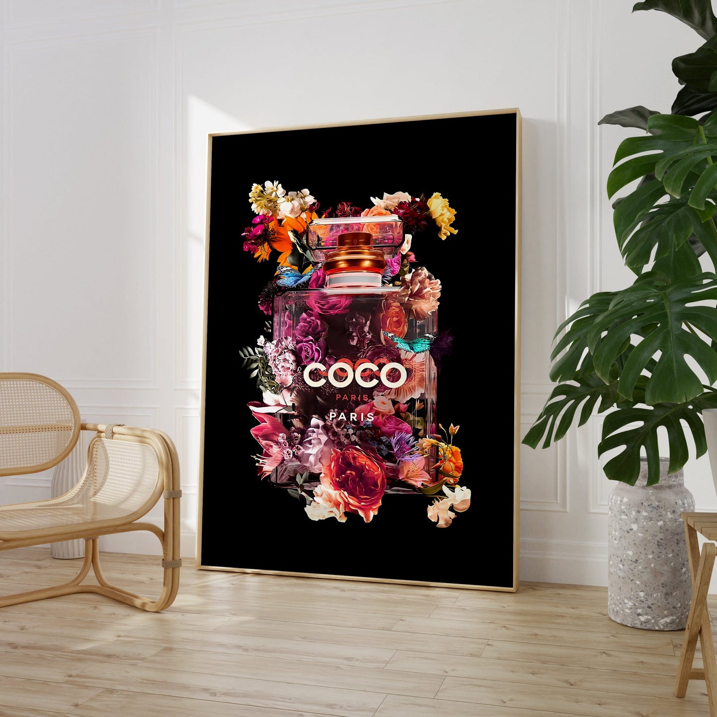 Coco Chanel Poster · Chanel Paris: Paris Duft in voller Blüte · Eleganz trifft Farbe · Farbenfrohe Verführung · Wand Dekoration · ohne Rahmen