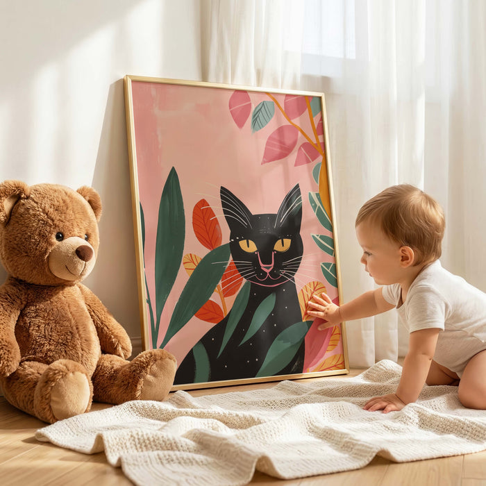 Mädchen Kinderzimmer Poster mit Einhorn und Katzen