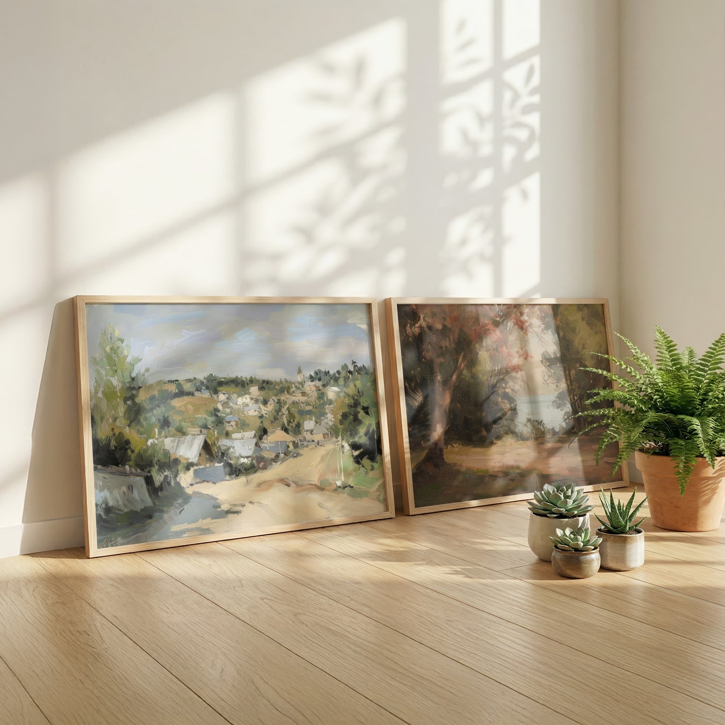 Moderne Vintage Landschaft Poster · Geschenkidee · Natur Flusslandschaften Dorfansichten Klassische Wandkunst · Dekoprint ohne Rahmen
