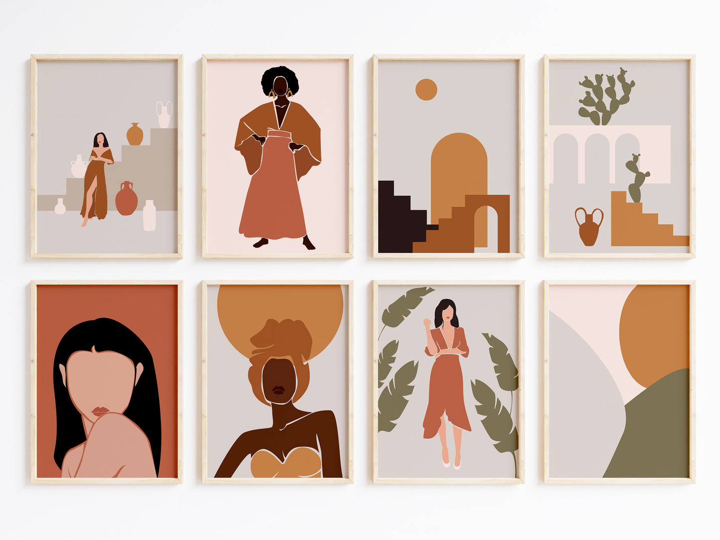 Abstrakte Frauen Poster · Geschenkidee · Boho Figuren, Terrakotta und Minimalistische Kunst · Dekoprint ohne Rahmen