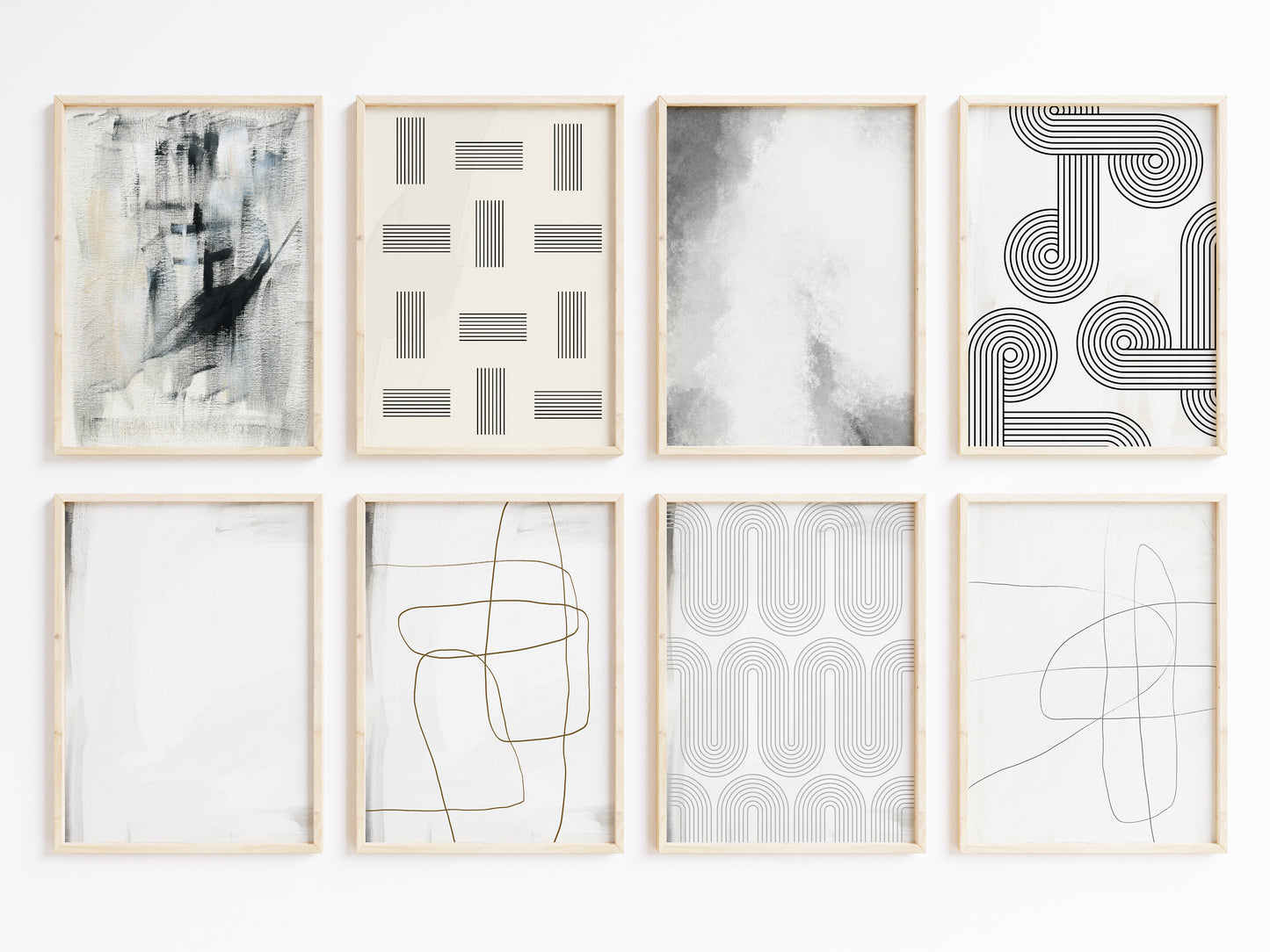 Abstrakte Linienkunst Poster · Geschenkidee · Minimalistische Schwarz-Weiß Geometrie und organische Formen · Dekoprint ohne Rahmen