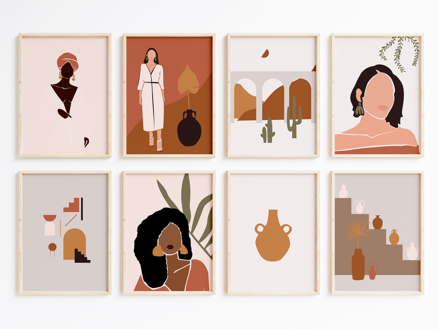Abstrakte Frauen Poster · Geschenkidee · Boho Frauen Terrakotta Wüstenmotive · Dekoprint ohne Rahmen