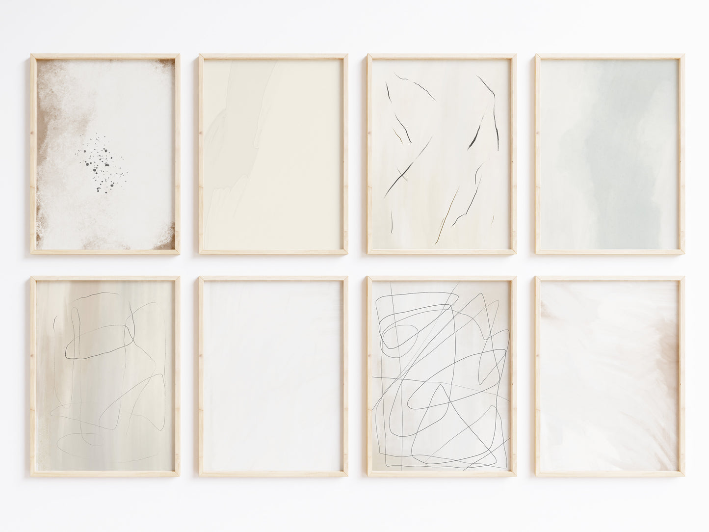Abstrakte Minimalismus Poster · Geschenkidee · Beige Linienkunst und Organische Formen · Dekoprint ohne Rahmen