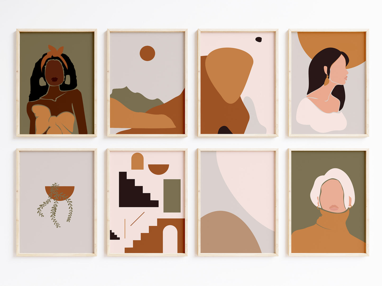 Boho Frauen Poster · Geschenkidee · Terrakotta, Minimalistische Figuren und Abstrakte Formen · Dekoprint ohne Rahmen