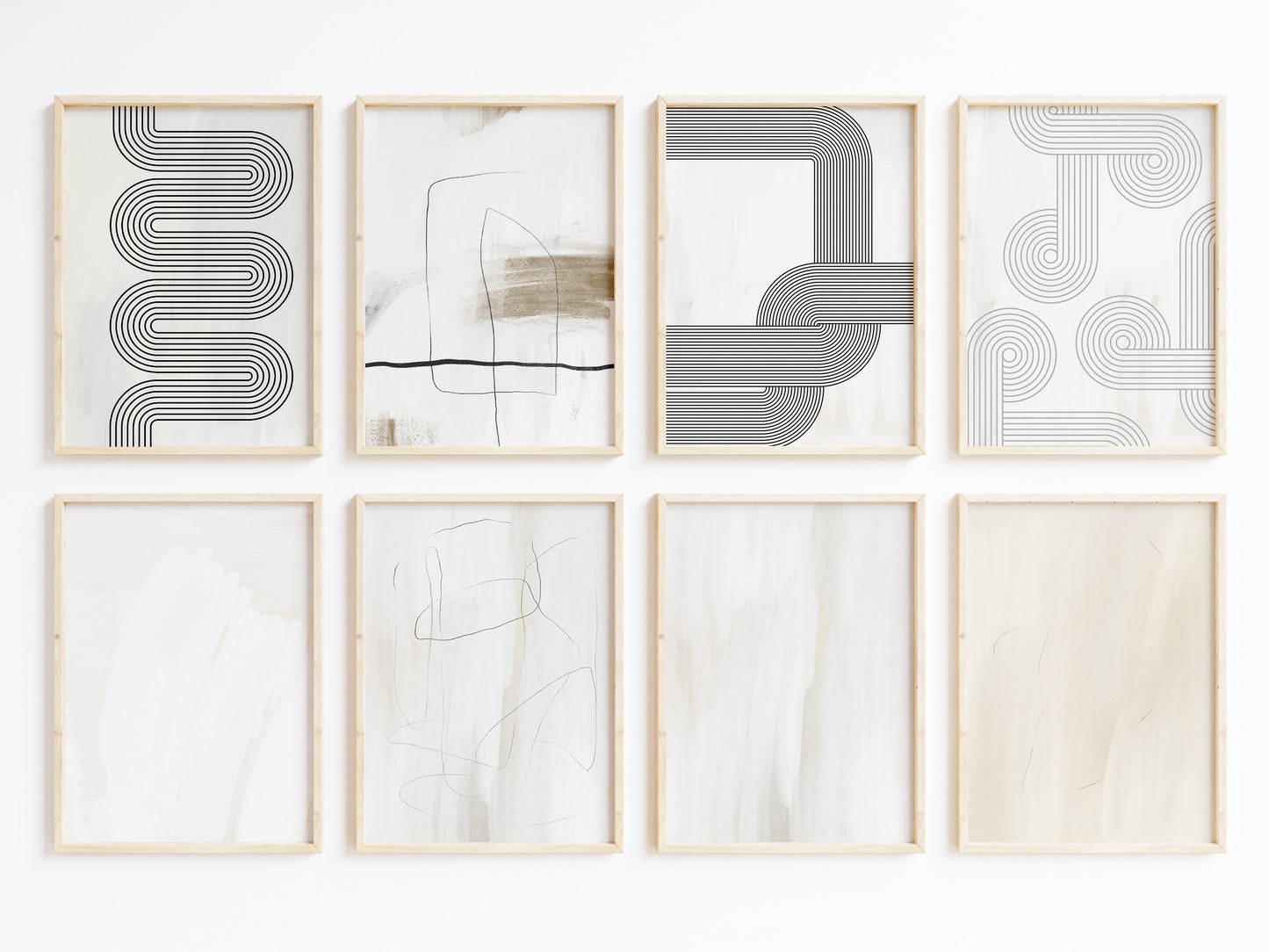 Minimalistische Linienkunst Poster · Geschenkidee · Abstrakte Geometrie in Schwarz und Beige · Dekoprint ohne Rahmen