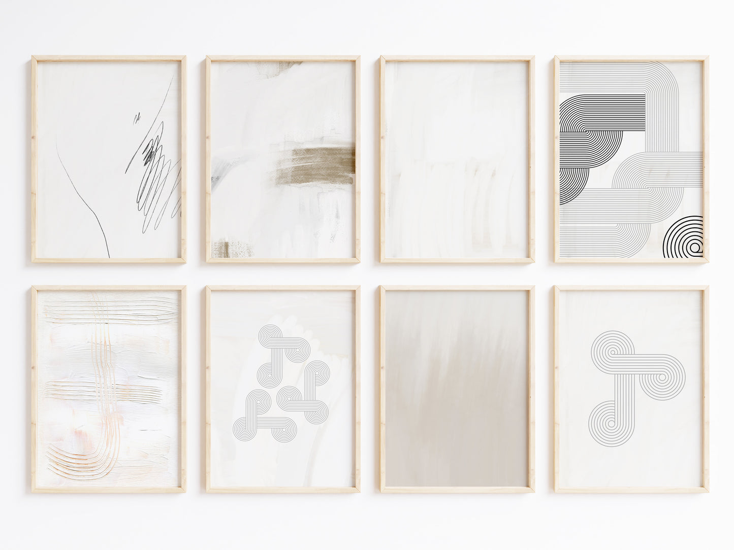 Abstrakte Linienkunst Poster · Geschenkidee · Minimalistische Beige Schwarz Geometrie · Dekoprint ohne Rahmen