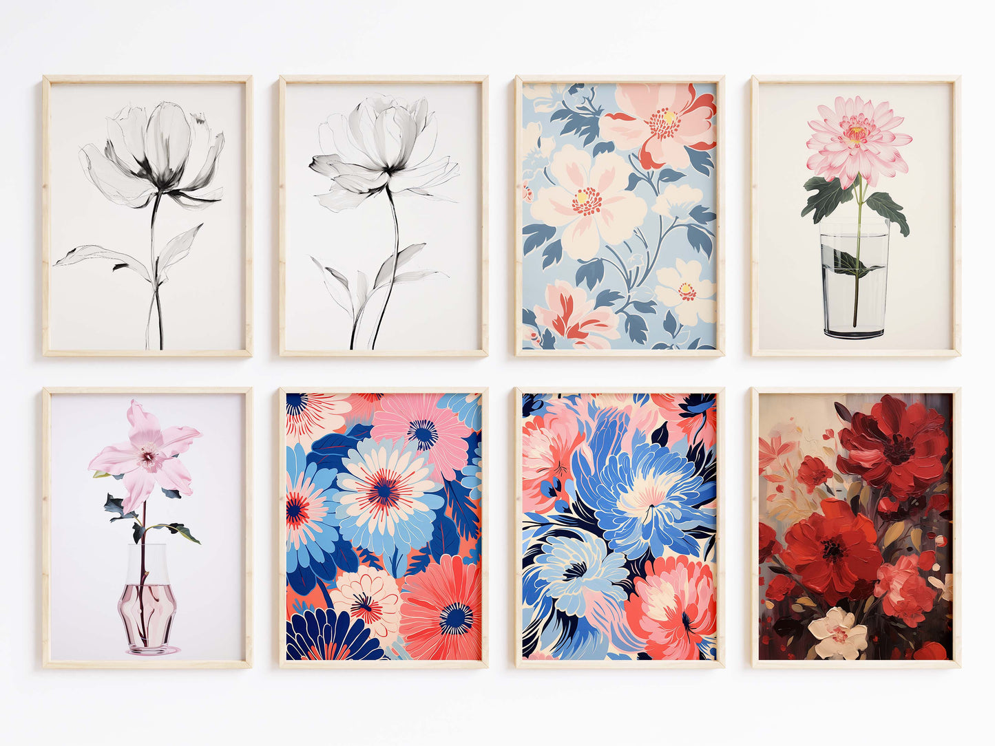 Blumen Poster · Geschenkidee · Moderne Blütenillustrationen und Ausdrucksstarke Floralkunst · Dekoprint ohne Rahmen