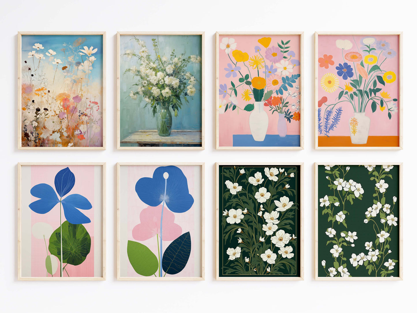 Blumen Poster · Geschenkidee · Moderne Botanische Illustrationen und Farbenfrohe Blütenkunst · Dekoprint ohne Rahmen
