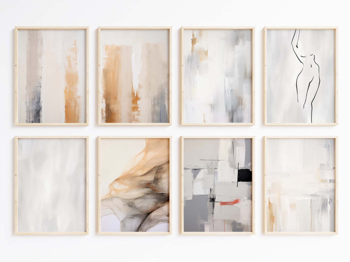 Linienkunst-Poster in Beige und Grau