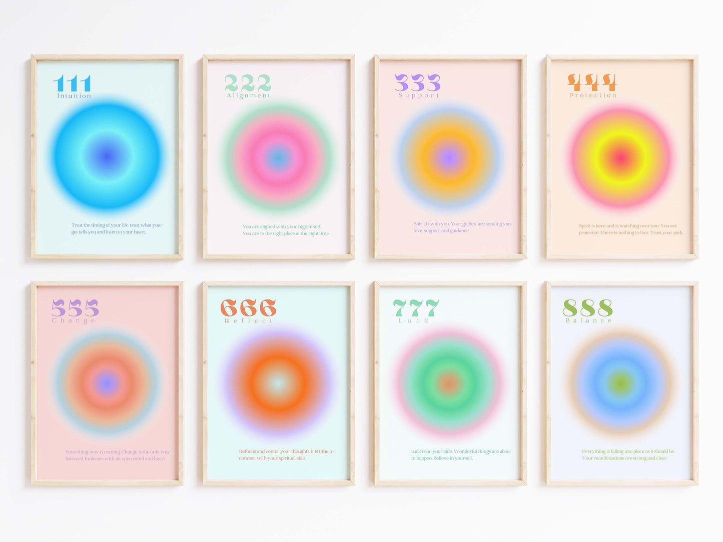 Angel Numbers Poster · Geschenkidee · 111 222 333 444 555 666 777 888 999 · Dekoprint ohne Rahmen
