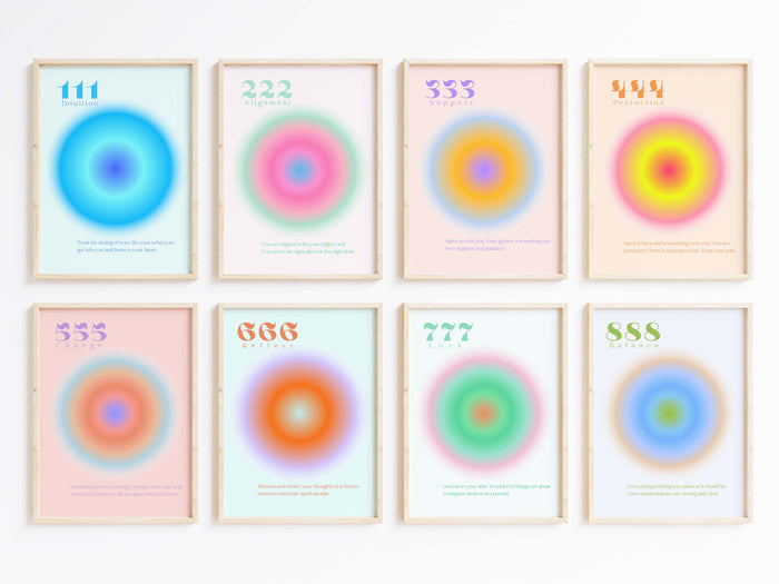 Angel Numbers Poster | Engelszahlen 111–999 | Spirituelle Wandkunst
