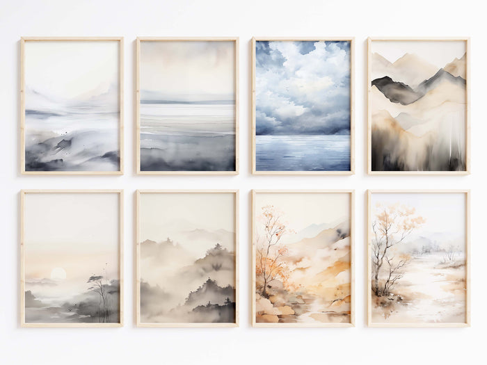 Aquarell Landschaft Poster – Premium Baumwoll-Canvas