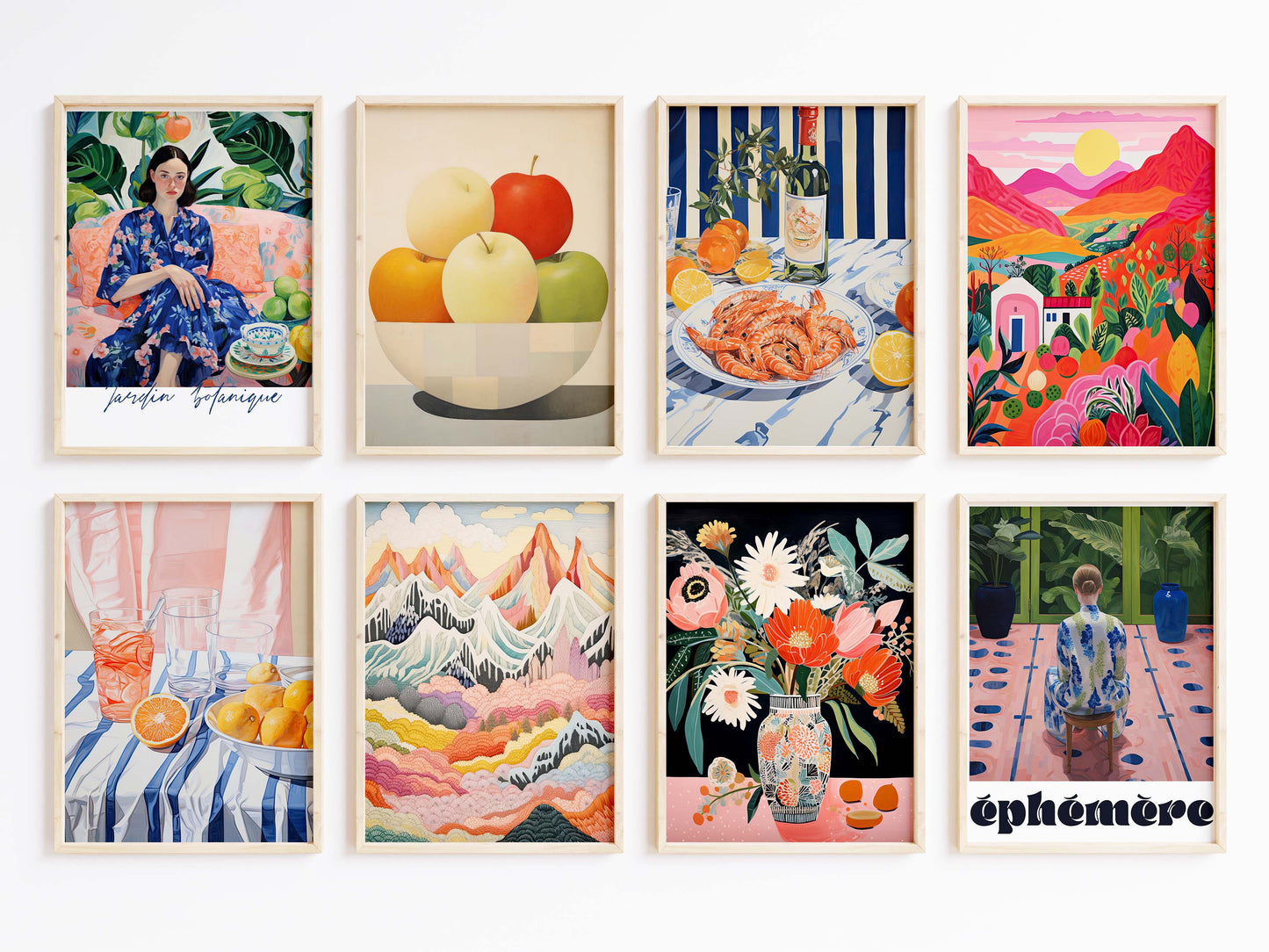 Mediterrane Kunst Poster · Geschenkidee · Moderne Stillleben Landschaften und Farbenfrohe Illustrationen · Dekoprint ohne Rahmen
