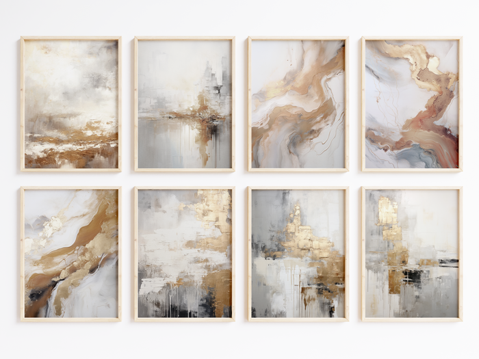 Abstraktes Marmor-Poster in Beige und Gold