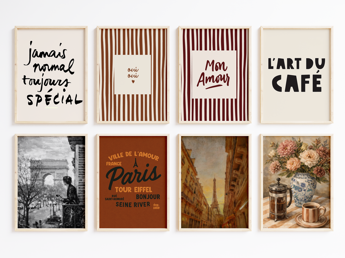 Paris Cafe Poster · Geschenkidee · Paris Typografie & Vintage Illustration · Dekoprint ohne Rahmen