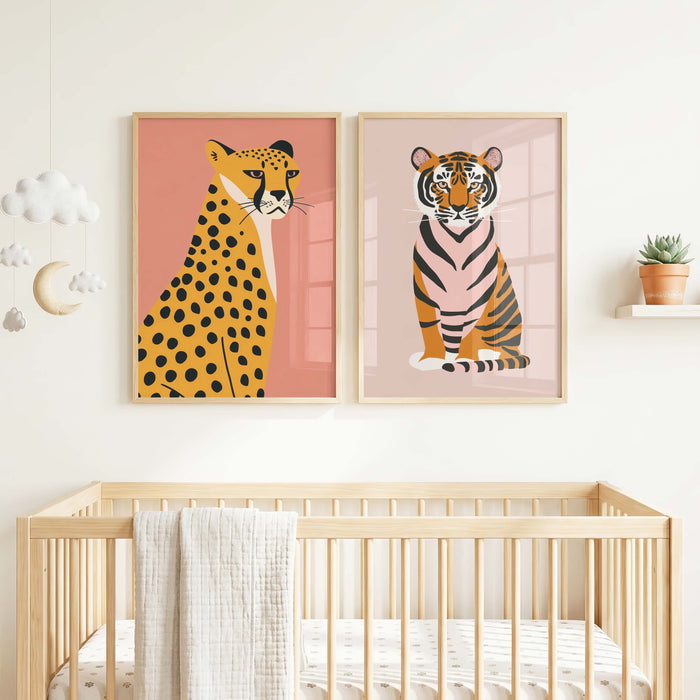 Safari Tiere Poster mit Gepard und Tiger fürs Kinderzimmer