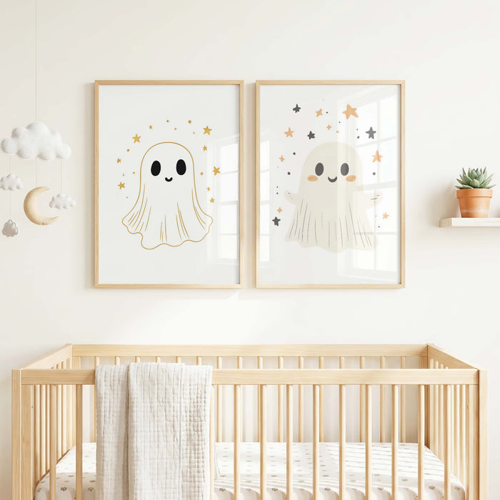 Wal und Gespenster Poster mit Sternen fürs Kinderzimmer