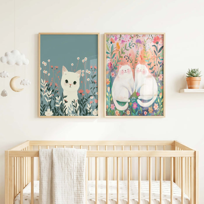 Süße Tiere Poster mit Katze, Gepard und Einhorn