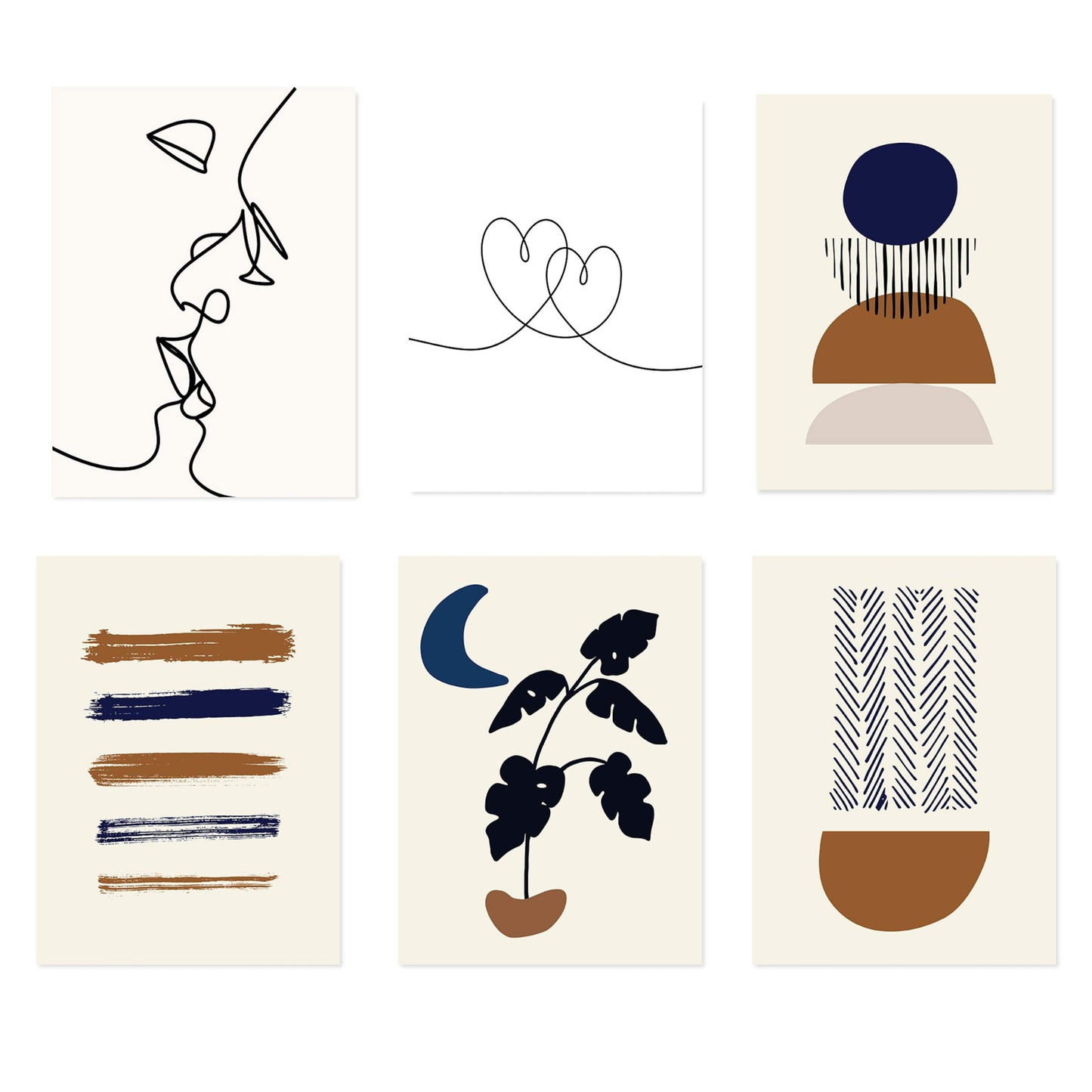 Poster Boho Herz Linien Love und Geometrische Formen als Print ohne Rahmen