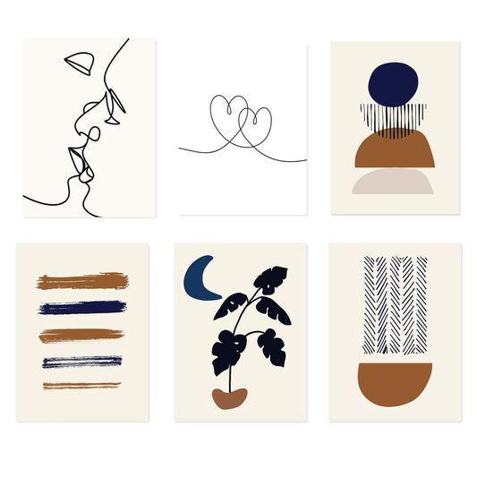 Poster Boho Herz Linien Love und Geometrische Formen als Print ohne Rahmen