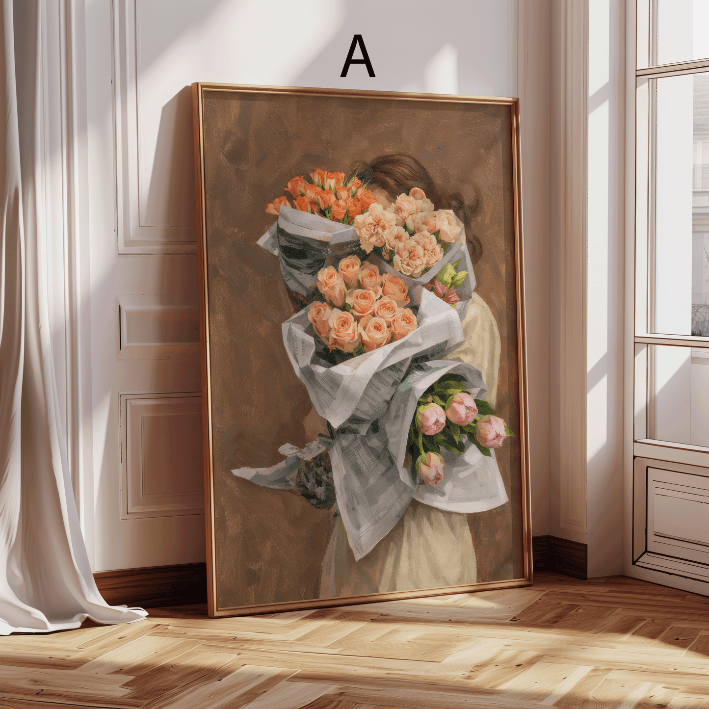 Frankreich Vintage Poster · Geschenkidee · Paris Blumen Café Illustration · Dekoprint ohne Rahmen