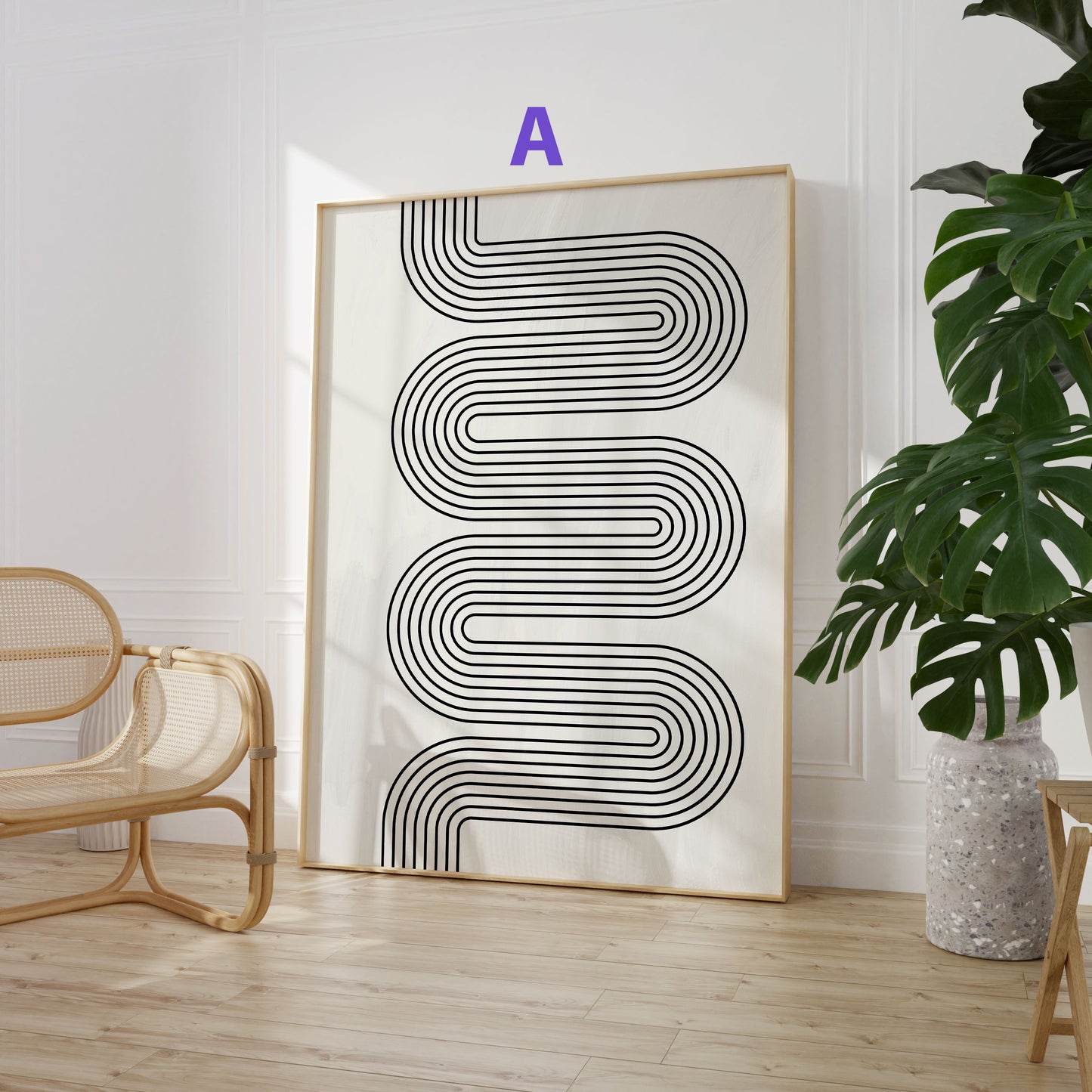 Minimalistische Linienkunst Poster · Geschenkidee · Abstrakte Geometrie in Schwarz und Beige · Dekoprint ohne Rahmen