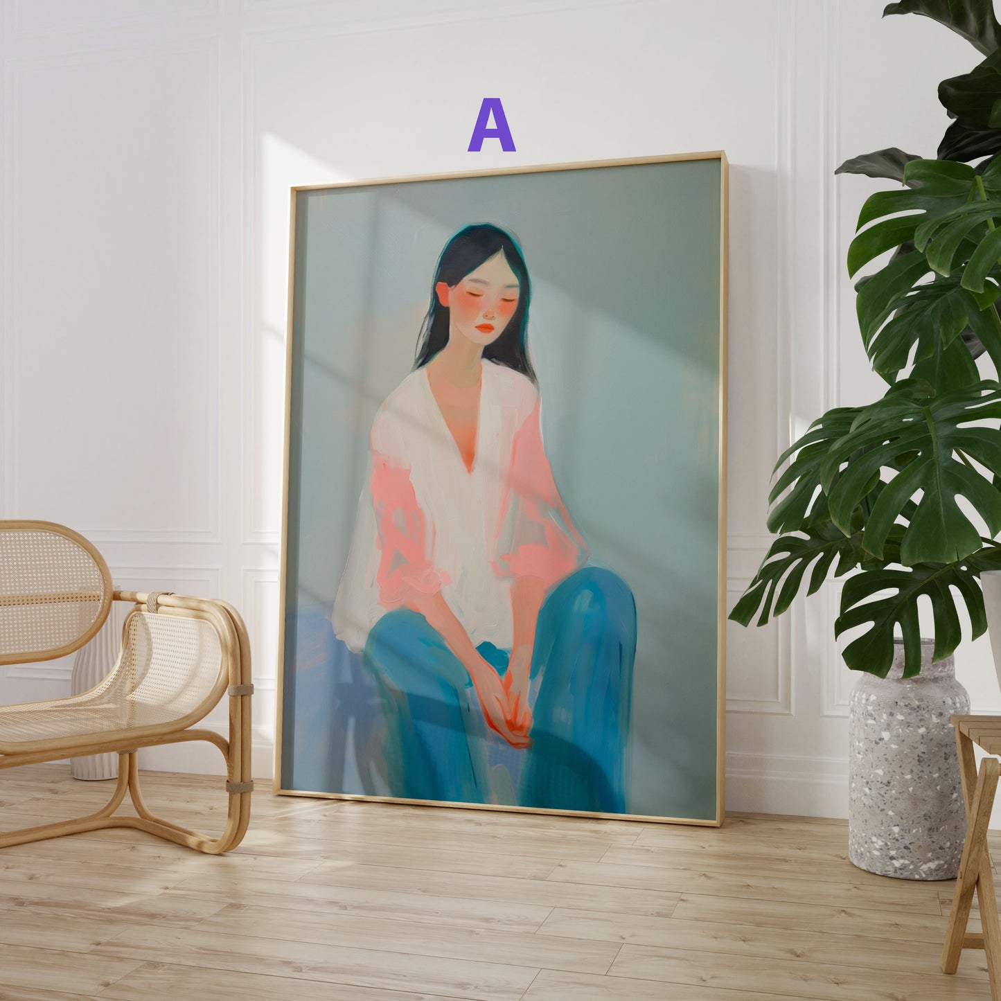 Moderne Porträtkunst poster · Geschenkidee · Frauenporträts, Männerporträt und Landschaft · Dekoprint ohne Rahmen