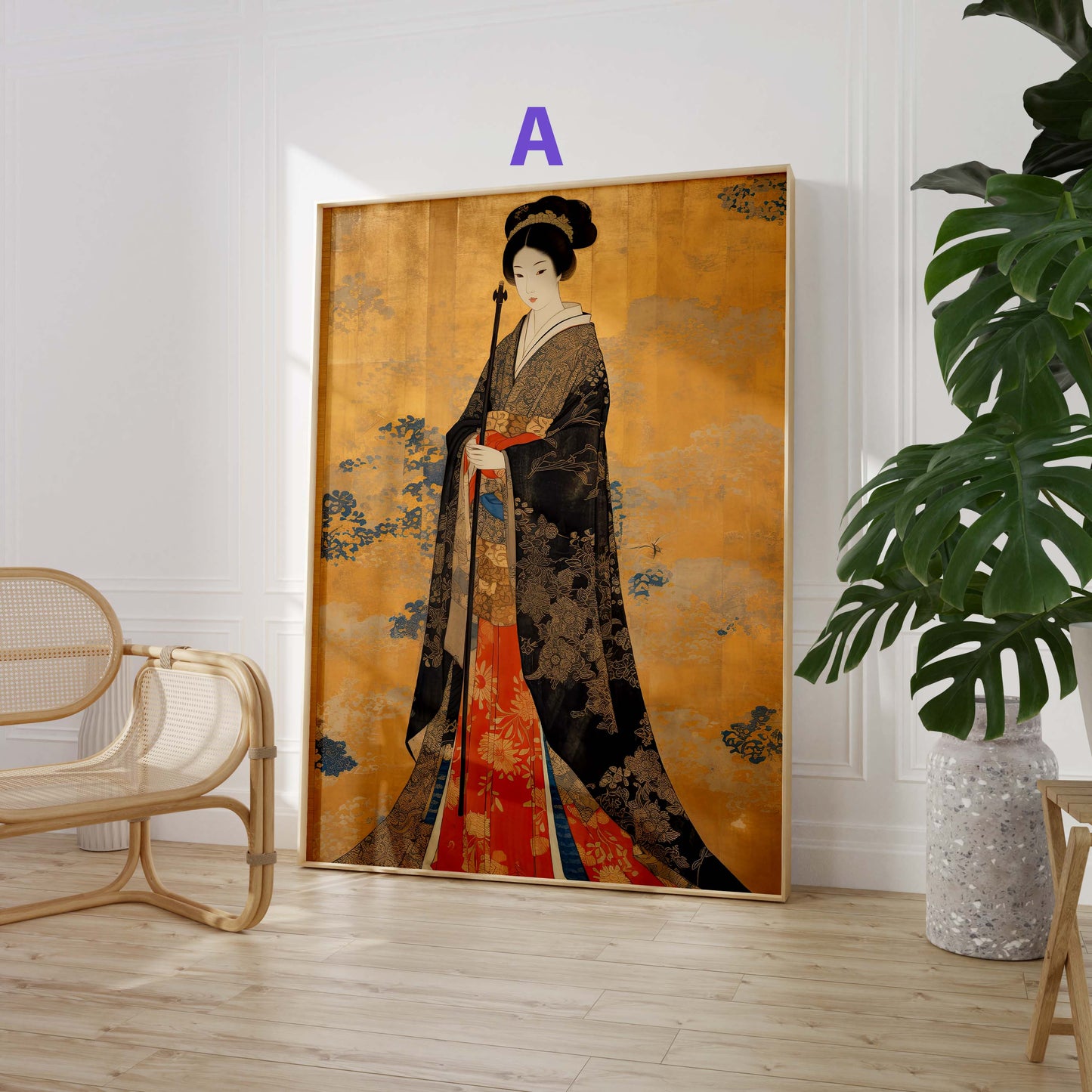Japan Poster · Geschenkidee · Geisha Porträts Wellen und Zen Kunst · Dekoprint ohne Rahmen