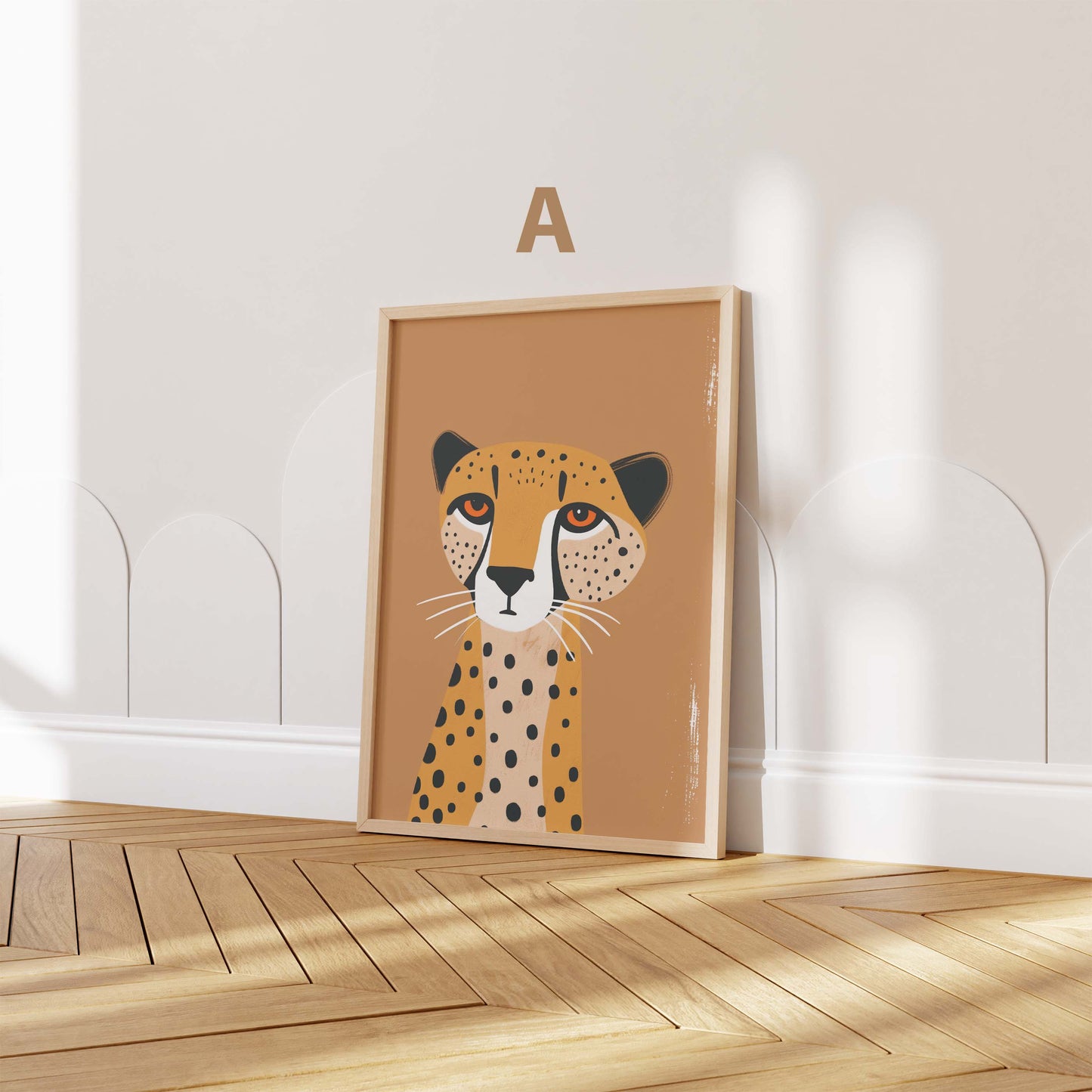 Safari Tiere Poster · Geschenkidee · Moderne Illustration mit Gepard und Tiger · Kinderzimmer Deko · Dekoprint ohne Rahmen