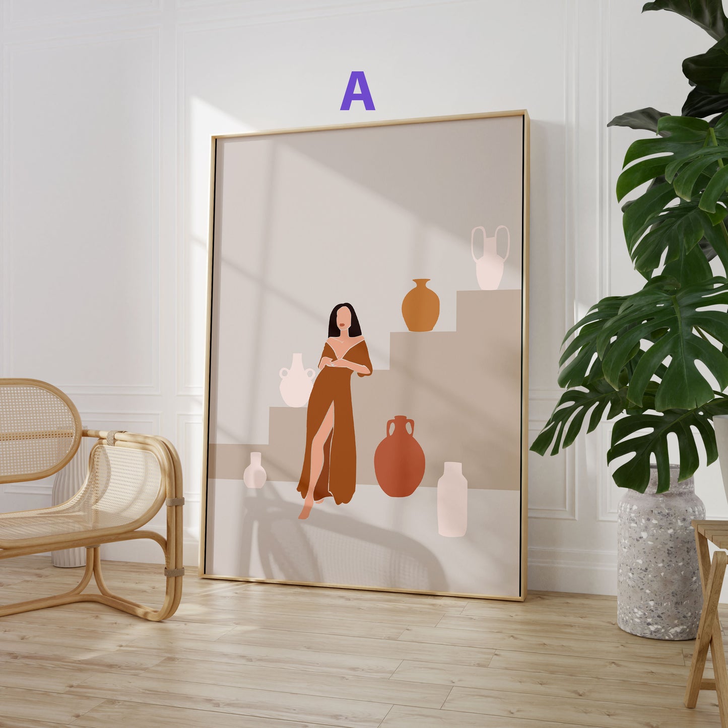 Abstrakte Frauen Poster · Geschenkidee · Boho Figuren, Terrakotta und Minimalistische Kunst · Dekoprint ohne Rahmen
