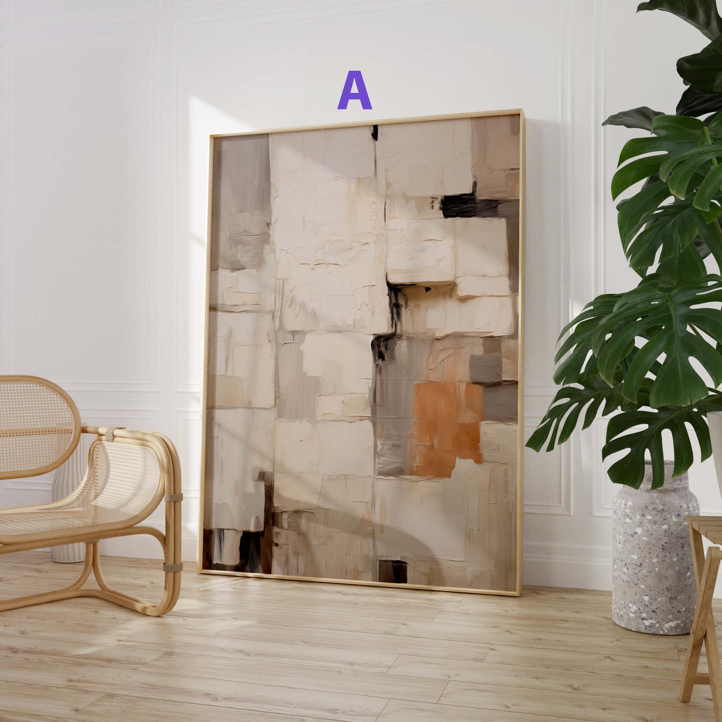 Abstrakte Beige Poster · Geschenkidee · Organische Formen und Moderne Texturkunst in Sanften Naturtönen · Dekoprint ohne Rahmen