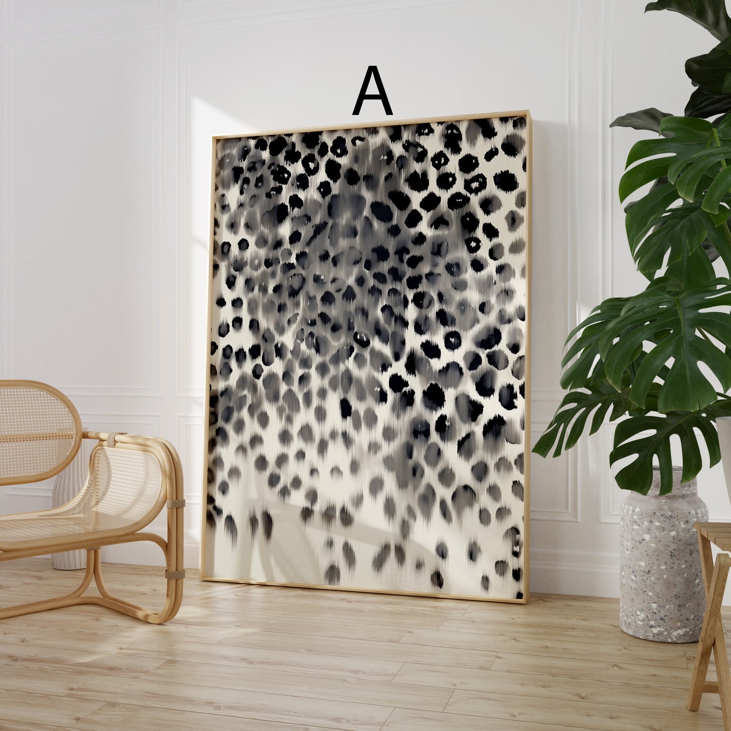 Tiermuster-Poster · Geschenkidee · Leopard Giraffe gepunktete Felloptik · Dekoprint ohne Rahmen
