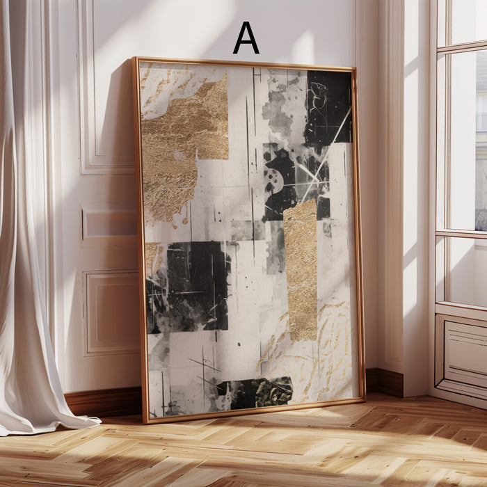 Schwarz-Gold-Poster mit organischen Formen