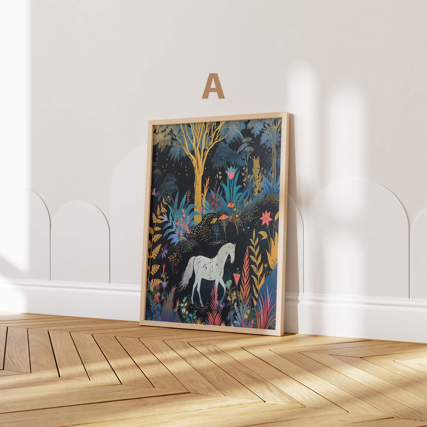 Süße Tiere Poster · Geschenkidee · Bunte Illustration mit Katze, Gepard und Einhorn · Kinderzimmer Deko · Dekoprint ohne Rahmen