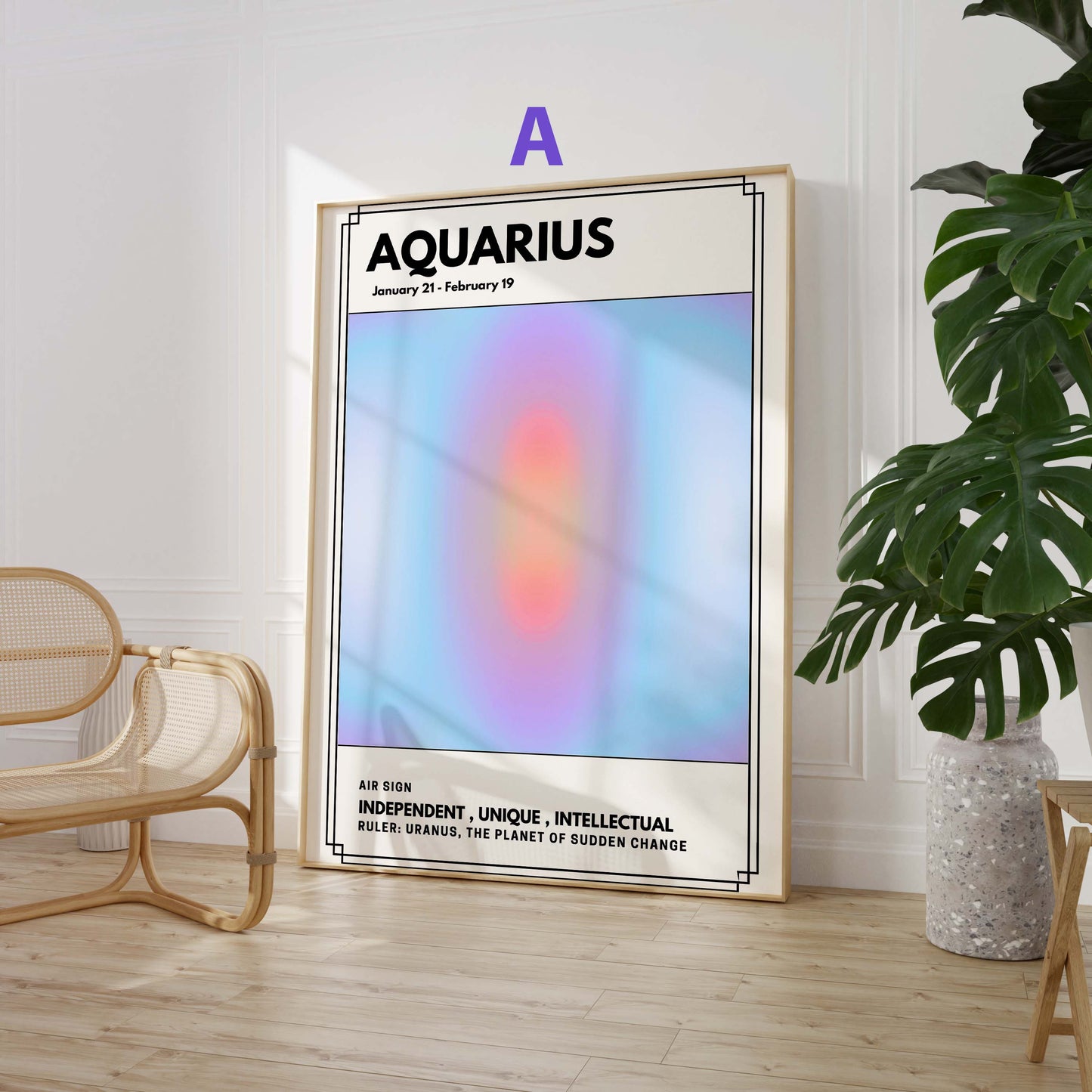 Minimalistische Sternzeichen Poster · Geschenkidee · Wassermann, Widder, Krebs, Steinbock, Zwillinge, Löwe · Dekoprint ohne Rahmen