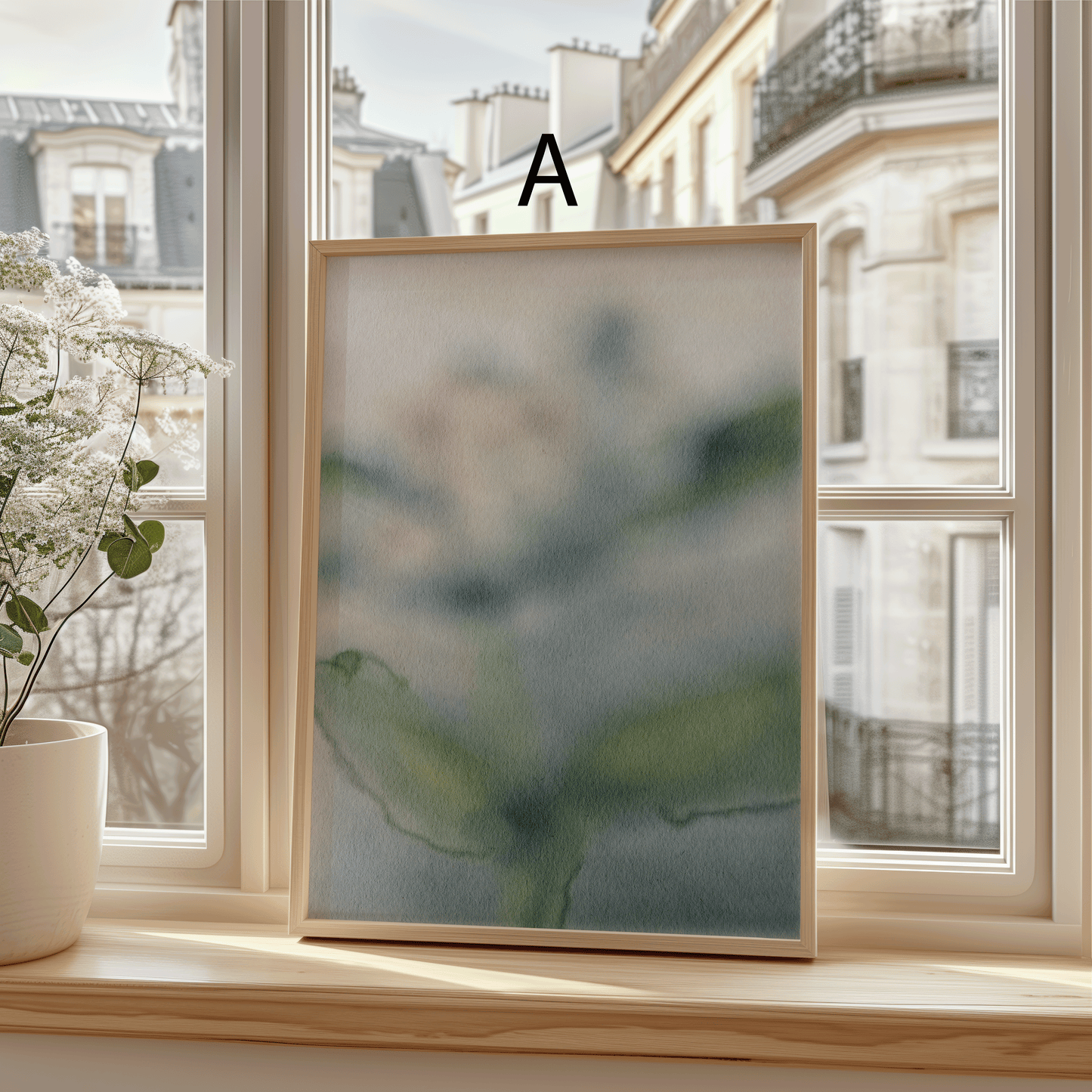 Natur Poster · Geschenkidee · Aquarellblumen Blätter Sanfte Grüntöne · Dekoprint ohne Rahmen