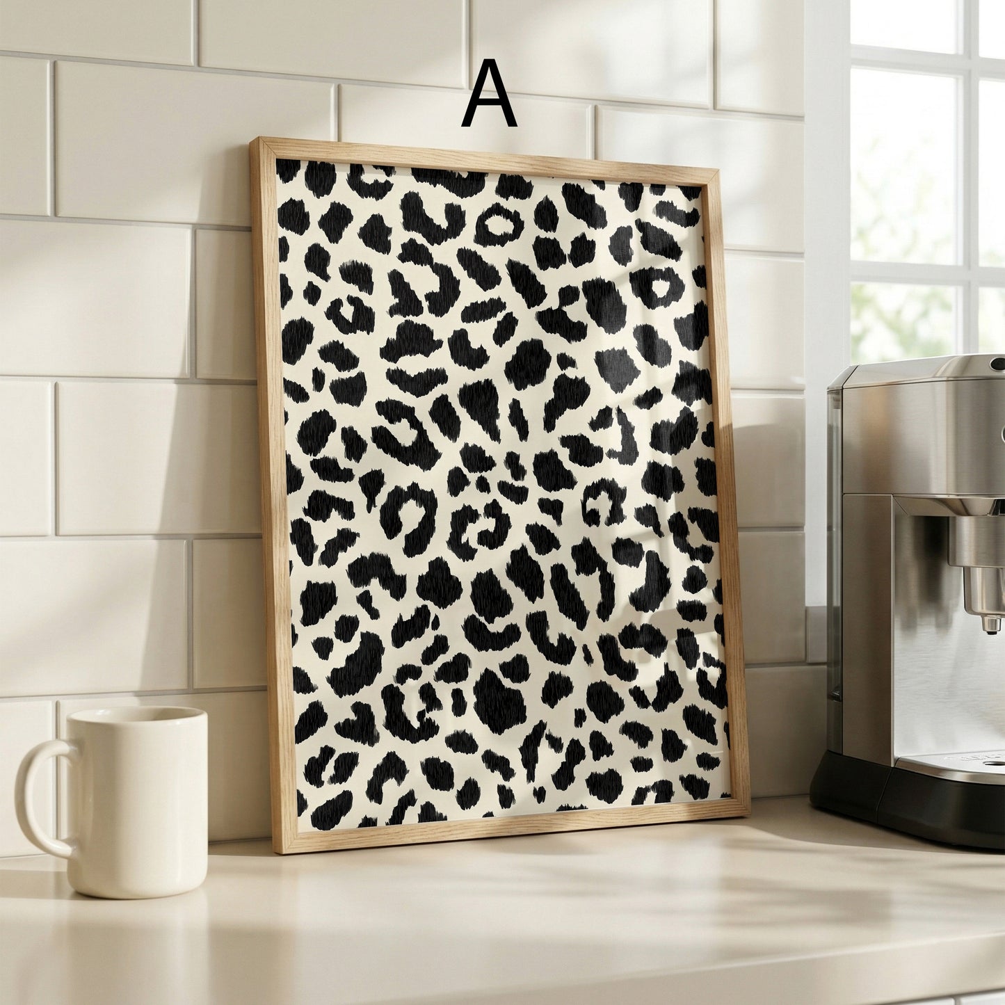 Tiermuster Poster · Geschenkidee · Klassische Raubkatzen Muster Leopard Pelz und Zebrastreifen Texturen · Dekoprint ohne Rahmen