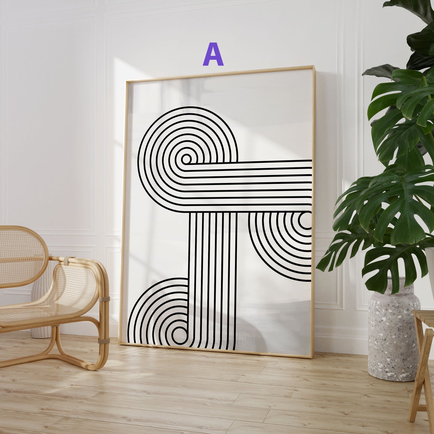 Abstrakte Linien Poster · Geschenkidee · Minimalistische Line Art in Beige, Schwarz und Naturtönen · Dekoprint ohne Rahmen