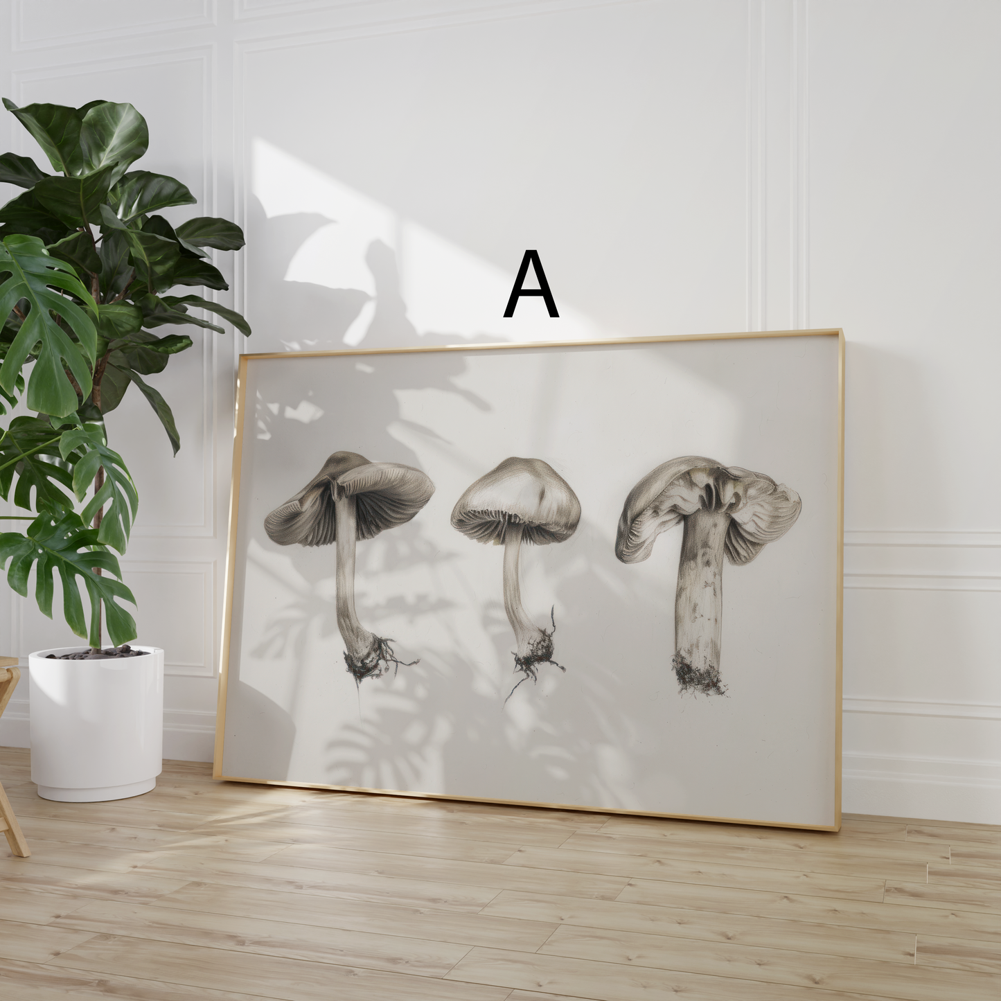Moderne Natur Poster · Geschenkidee · Pilze Vögel Äpfel Winterlandschaft · Dekoprint ohne Rahmen