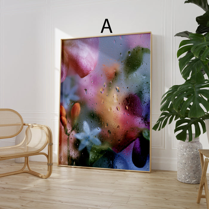 Geschenkidee · Ranunkeln und Blumen hinter Glas Poster Ästhetische Natur Fotografie · Dekoprint ohne Rahmen | JUSTGOODMOOD
