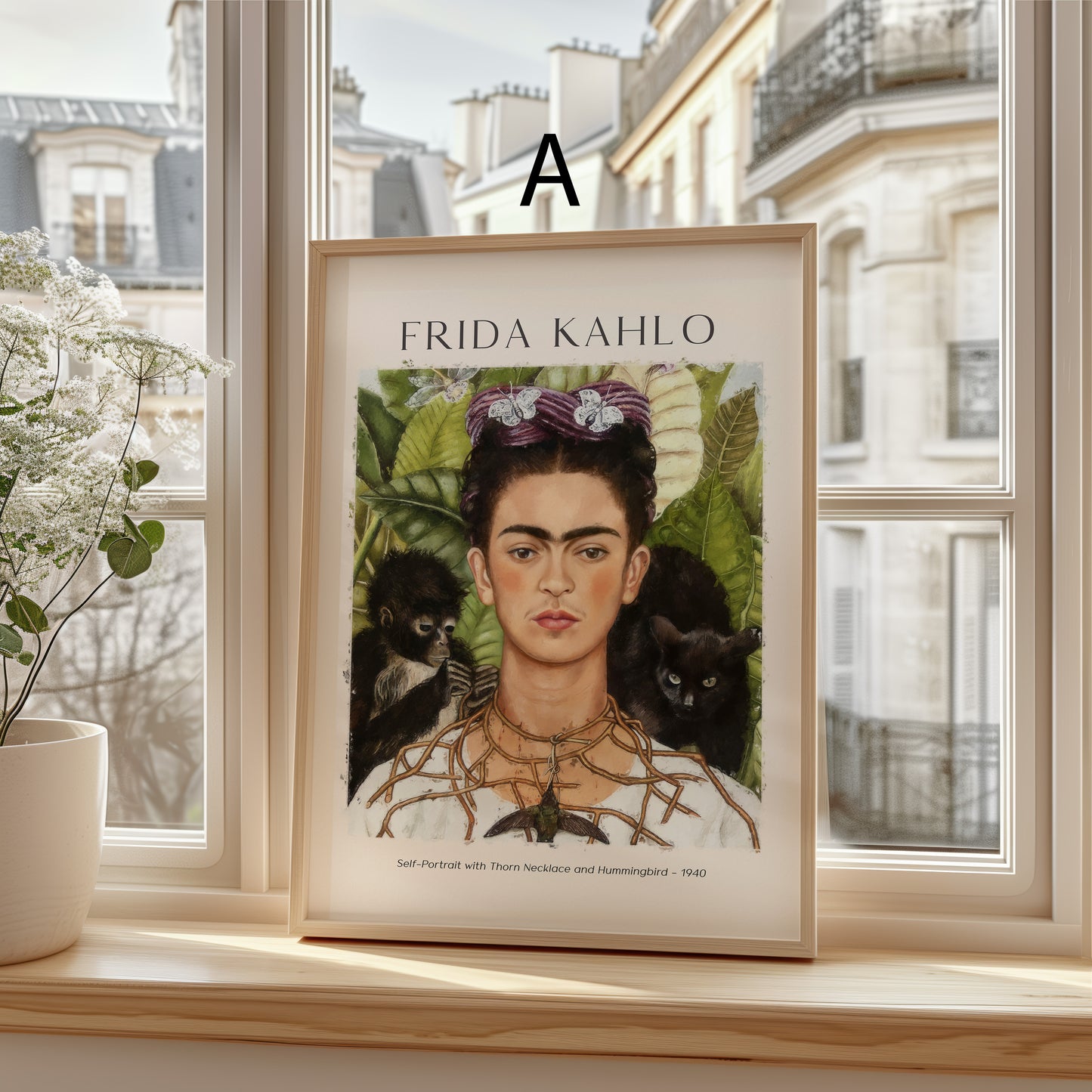 Frida Kahlo Kunst Poster · Geschenkidee · Selbstporträts Papageien Affen Mexikanische Ikonen · Dekoprint ohne Rahmen