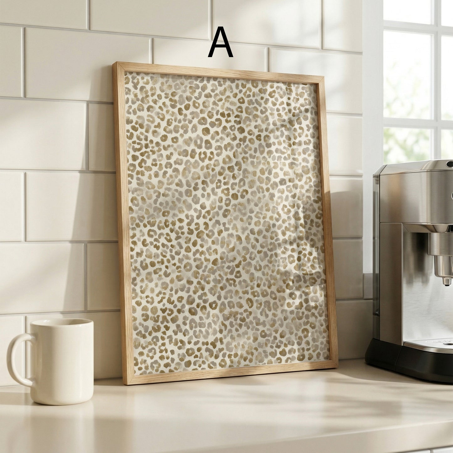 Tiermuster Poster · Geschenkidee · Monochrome und Braune Tierfell Muster Leopard Flecken und Tiger Texturen · Dekoprint ohne Rahmen